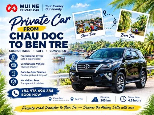 Private Car From Chau Doc To Ben Tre